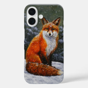 Cute Red Fox in Winter Snow iPhone 16 Case