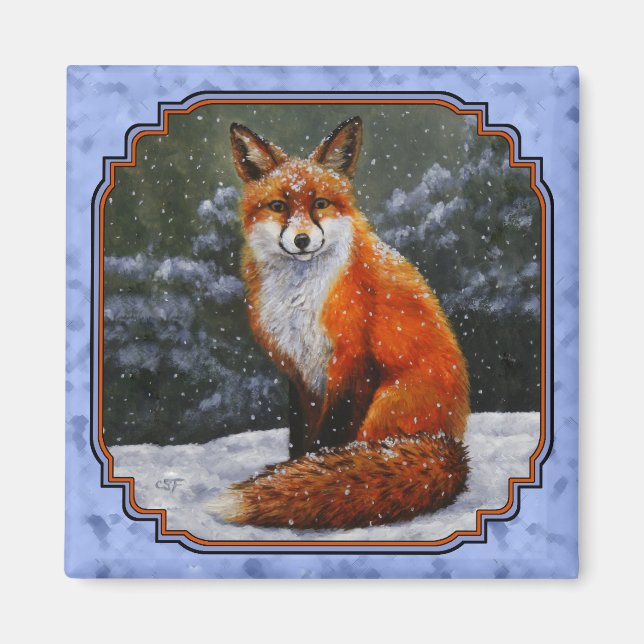 Cute Red Fox in Winter Snow Magnet (Front)