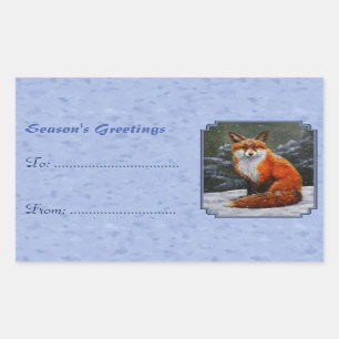 Cute Red Fox in Winter Snow Rectangular Sticker