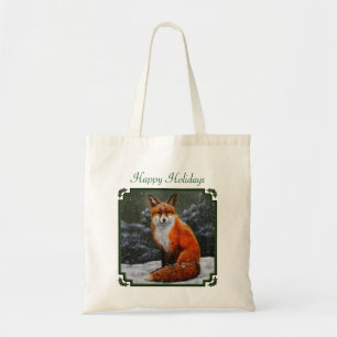 Cute Red Fox in Winter Snow Tote Bag