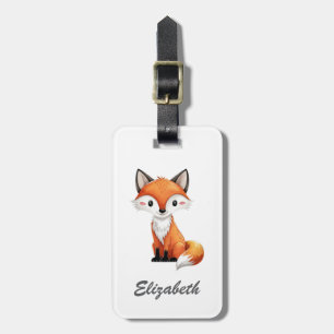 Cute Red Fox Personalised Kid's Luggage Tag