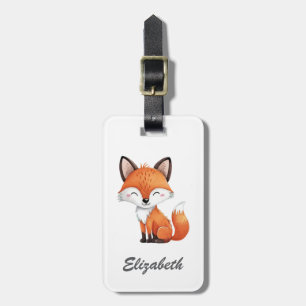Cute Red Fox Personalised Kid's Luggage Tag