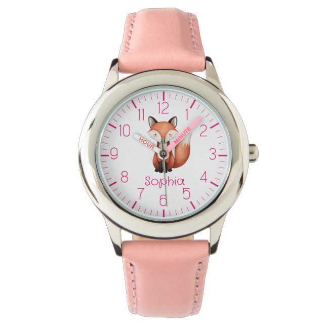 Cute Red Fox Personalised Kid's Watch    (Front)