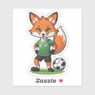 Cute Red Fox Playing Soccer