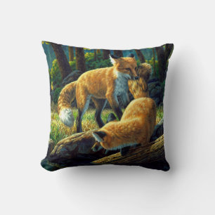 Cute Red Fox Pups Playing Cushion