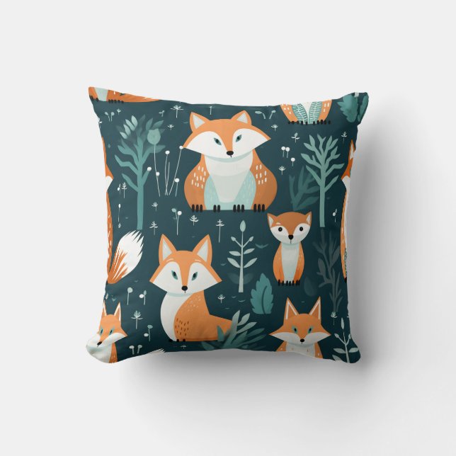 Cute Red Fox Seamless Pattern Abstract Animals Cushion (Front)