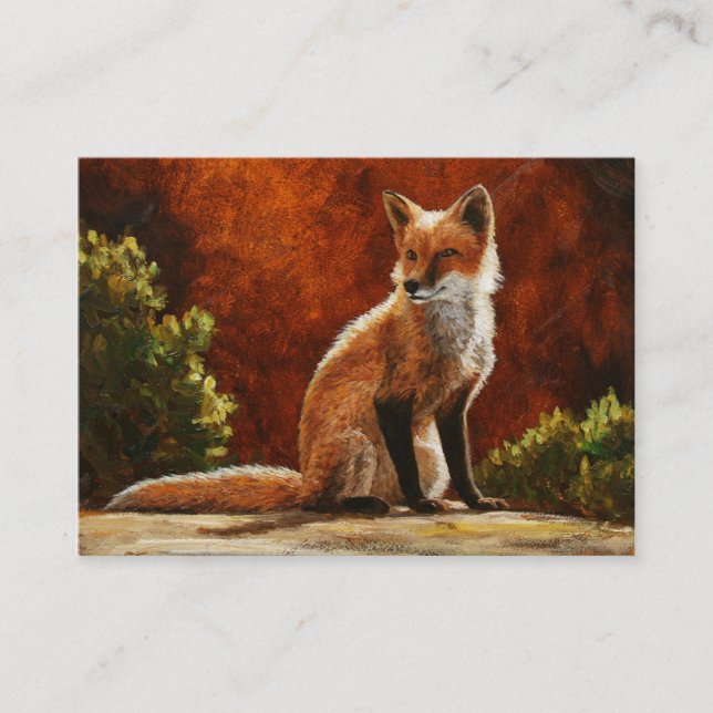 Cute Red Fox Sitting In The Sun Business Card (Front)