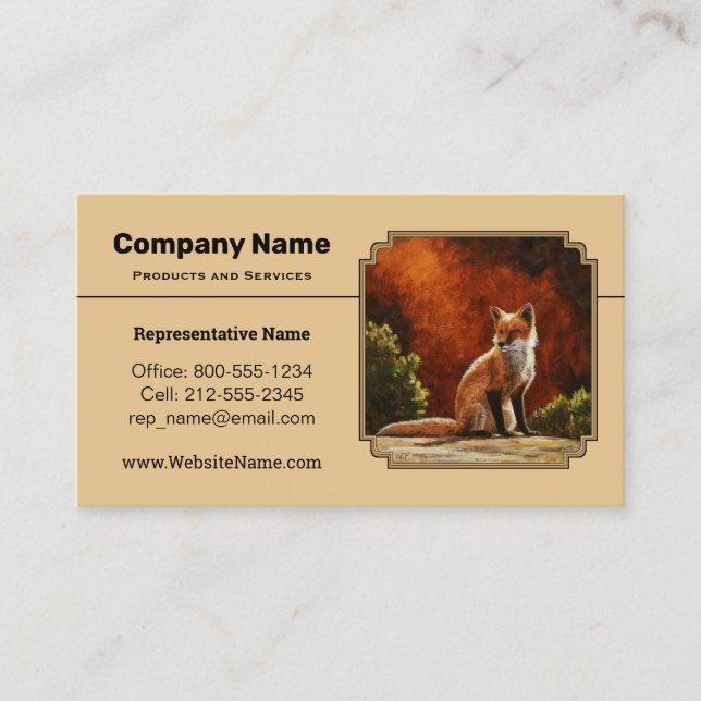 Cute Red Fox Sitting In The Sun Business Card (Front)