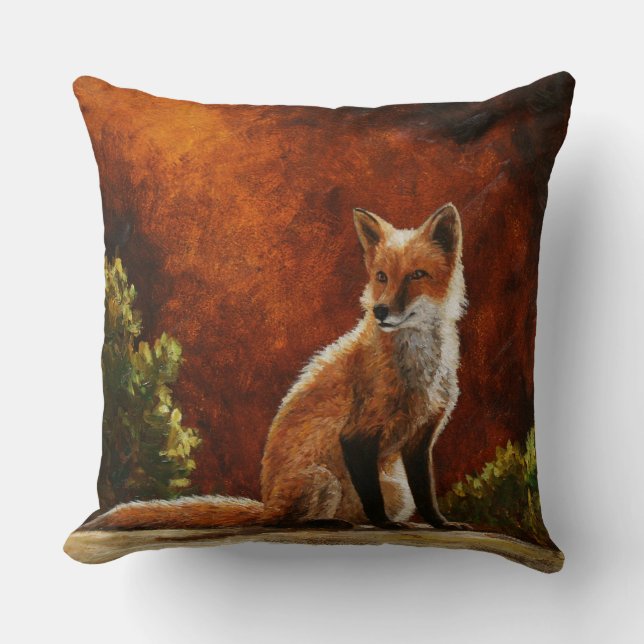 Cute Red Fox Sitting In The Sun Cushion (Front)