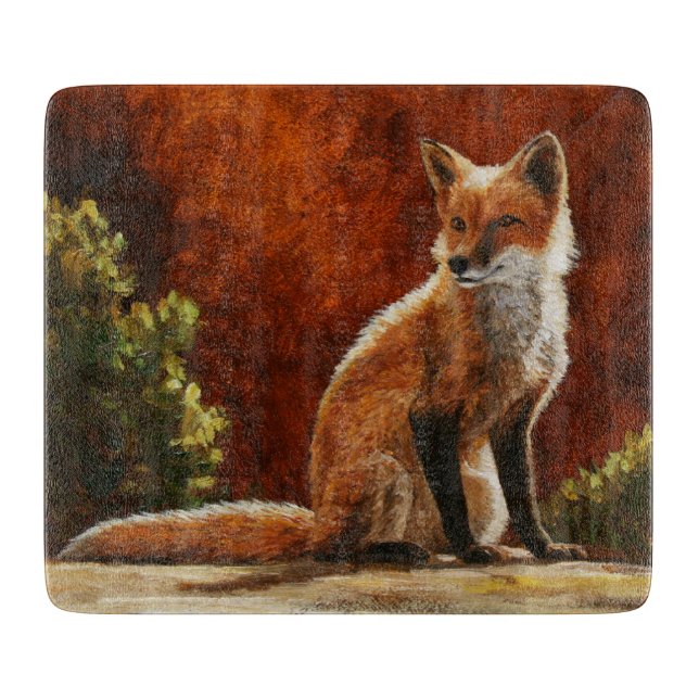 Cute Red Fox Sitting In The Sun Cutting Board (Front)