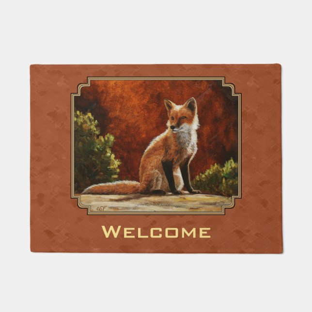Cute Red Fox Sitting In The Sun Doormat (Front)