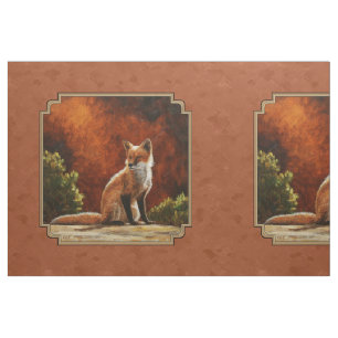 Cute Red Fox Sitting In The Sun Fabric
