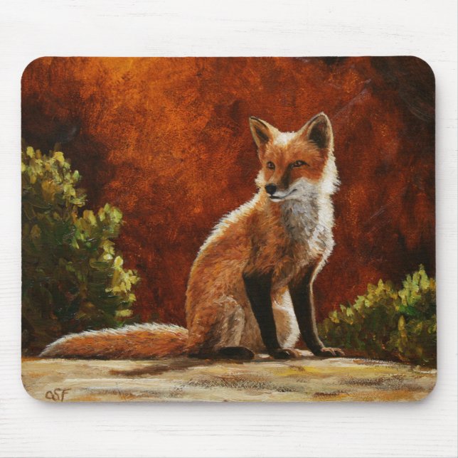 Cute Red Fox Sitting In The Sun Mouse Pad (Front)