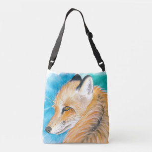 Cute red Fox Watercolor Art Crossbody Bag
