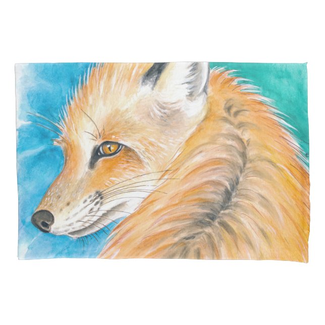 Cute red Fox Watercolor Art Pillowcase (Front)
