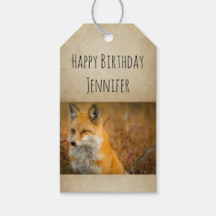 Cute Red Fox Wild Nature Photo Happy Birthday Gift Tags