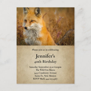 Cute Red Fox Wilderness Nature Photo Birthday Invitation Postcard