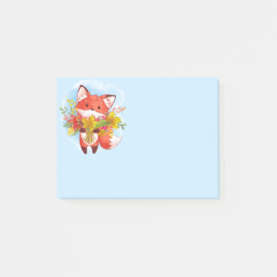 Cute Red Fox with Fall Leaves Post-it Notes