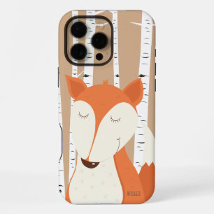 Cute Red Fox Woodland Birch Trees iPhone 16 Pro Max Case