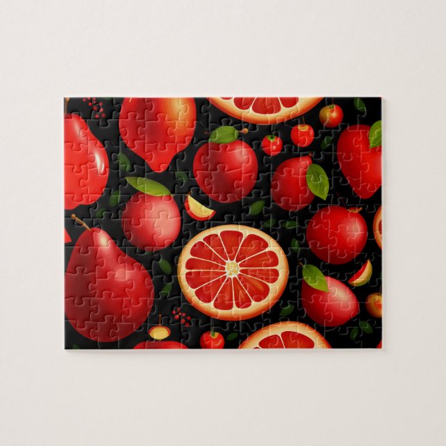 Cute Red Fruits Pattern Jigsaw Puzzle (Horizontal)