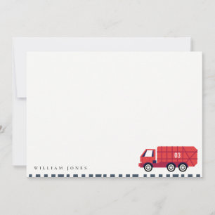 Cute Red Garbage Truck Kids Any Age Birthday Card