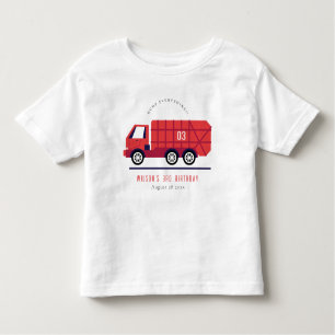 Cute Red Garbage Truck Kids Any Age Birthday Toddler T-Shirt
