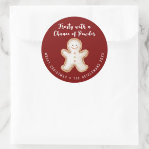 Cute Red Gingerbread Man Christmas Holiday Classic Round Sticker