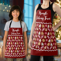 Cute Red Gingerbread Pattern Holiday Baking Team