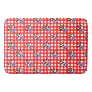 Cute Red Gingham Check Design Bath Mat