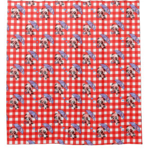 Cute Red Gingham Check Design Shower Curtain