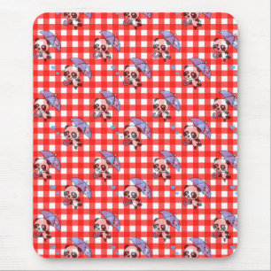 Cute Red Gingham Check Mouse Pad