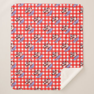 Cute Red Gingham Check Sherpa Blanket