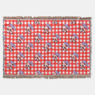 Cute Red Gingham Check Throw Blanket