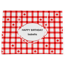 Cute Red Gingham Tomatoes Happy Birthday