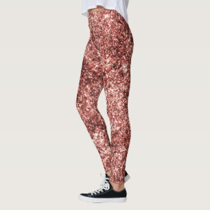 Cute Red Glitter Sparkles Pattern Holiday Outfit Leggings