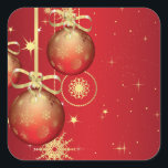 Cute Red Gold Ornament Christmas Pattern Square Sticker<br><div class="desc">Beautiful Christmas ornament pattern, red and gold on a red background. Customise with your own monogram, initials or name, make the image bigger - or smaller and maybe tile it. Customise it with a loved one's monogram or name to create your own unique and unforgettable gift. Vintage cute colourful beautiful...</div>