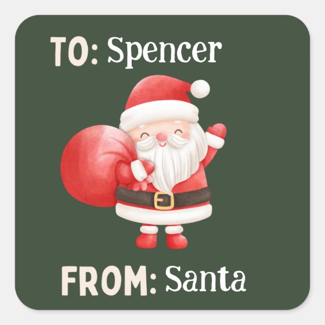 Cute red green christmas from santa sticker  (Front)