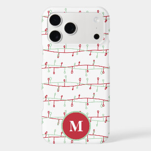 Cute Red & Green Christmas Lights Monogram