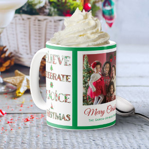 Cute Red Green Christmas Pattern Coffee Mug