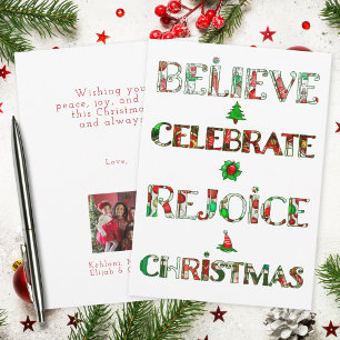 Cute Red Green Christmas Pattern Holiday Card