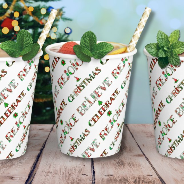 Cute Red Green Christmas Pattern Paper Cups (Creator Uploaded)