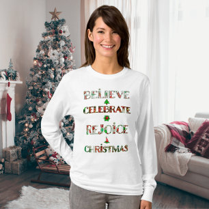 Cute Red Green Christmas Pattern T-Shirt