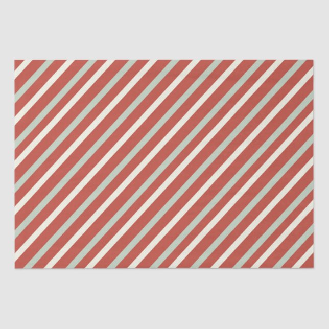 Cute Red, Green, & White Candy Stripe Christmas Tissue Paper (Front)