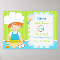 Cute Red Hair Boy Baking Birthday 