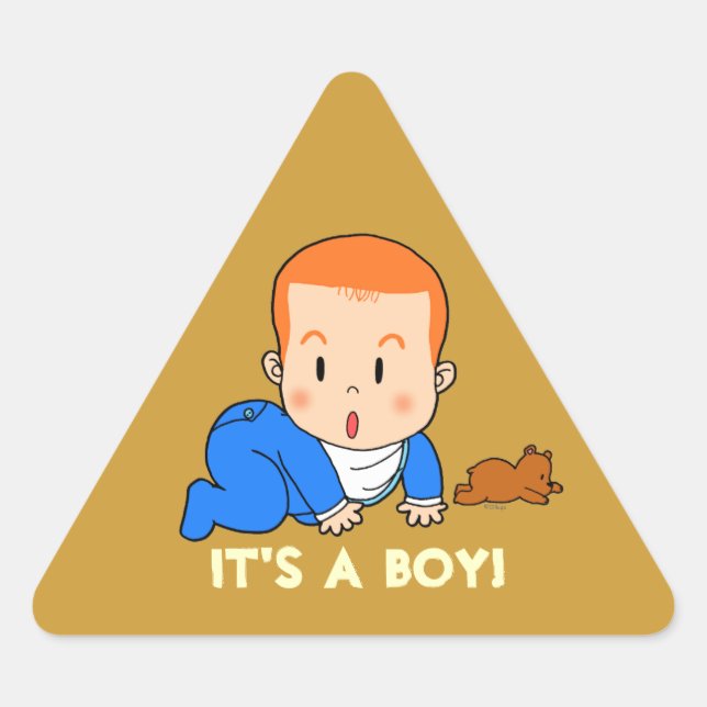 Cute red-haired baby triangle sticker (Front)