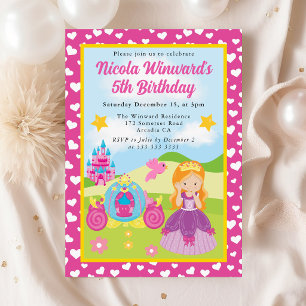 Cute Red Haired Princess Kids Birthday Invitation