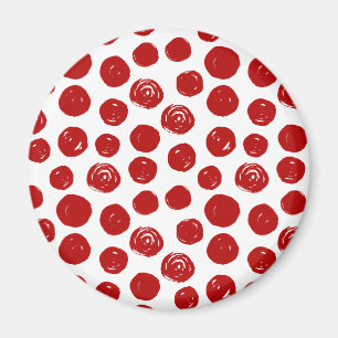 Cute Red hand drawn watercolor polka dots Magnet