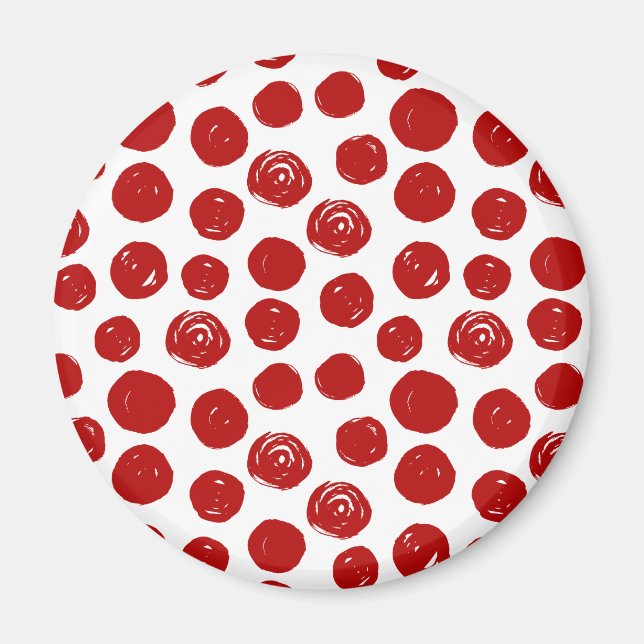 Cute Red hand drawn watercolor polka dots Magnet (Front)