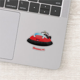 Cute red happy hovercraft cartoon