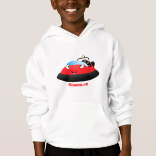 Cute red happy hovercraft cartoon